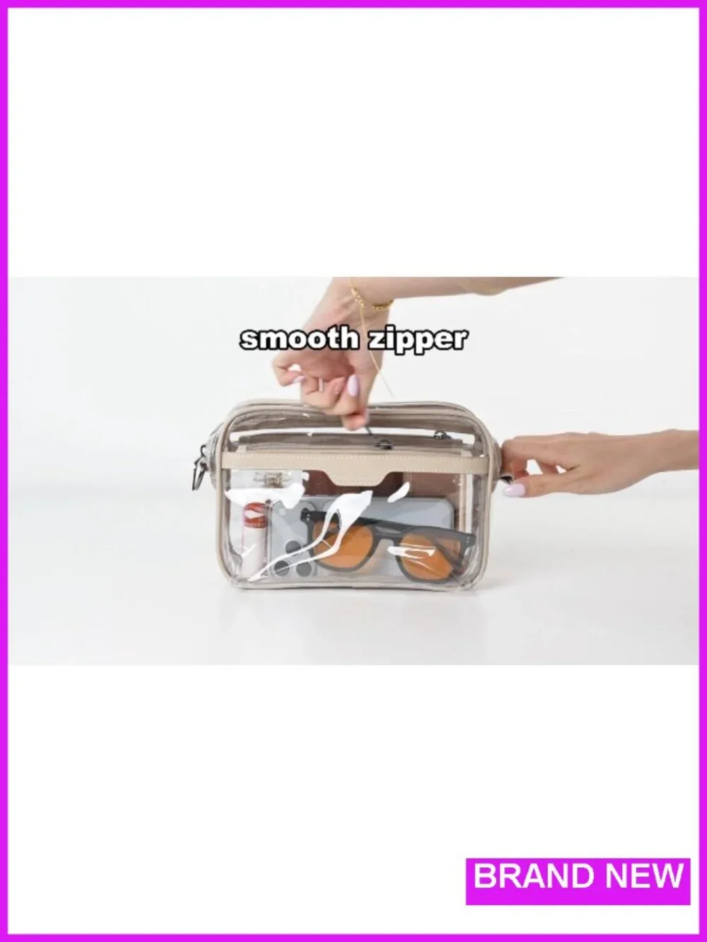 Clear Crossbody Bag for Stadium Approved Concerts, Waterproof PVC, Adjustable